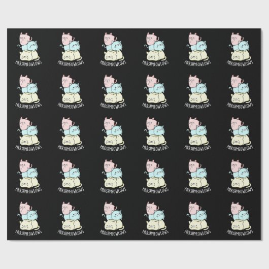 Marsh-meow Funny Cat Marshmallow Pun Dark BG Geschenkpapier (Flach)