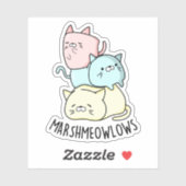 Marsh-miow-Funny Cat Marshmallow Pun Aufkleber (Blatt)
