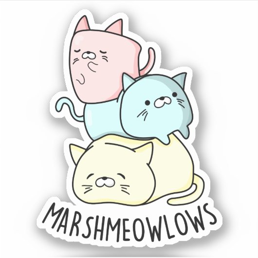 Marsh-miow-Funny Cat Marshmallow Pun Aufkleber (Vorderseite)