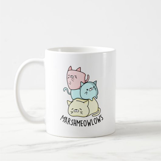 Marsh-miow-Funny Cat Marshmallow Pun Kaffeetasse (Links)