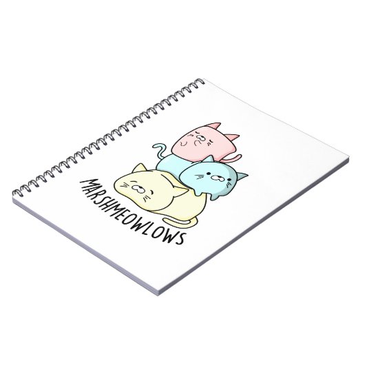 Marsh-miow-Funny Cat Marshmallow Pun Notizblock (Linke Seite)