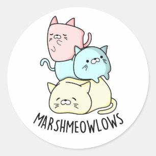 Marsh-miow-Funny Cat Marshmallow Pun Runder Aufkleber