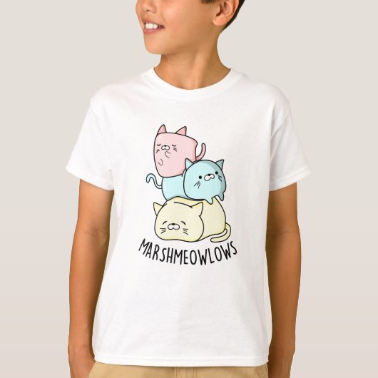 Marsh-miow-Funny Cat Marshmallow Pun T-Shirt (Vorderseite)