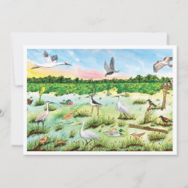 Marsh Wetlands Flat Greeting Card Dankeskarte