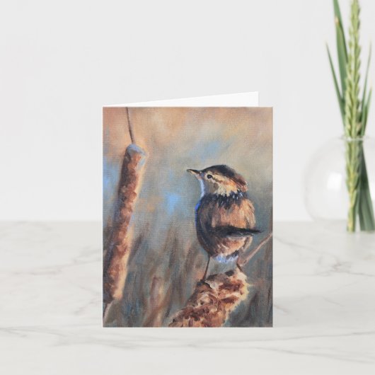 Marsh Wren Fine Art Jedem Anlass Karte (Vorderseite)