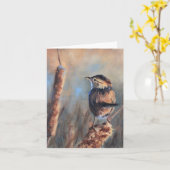 Marsh Wren Fine Art Jedem Anlass Karte (Gelbe Blume)