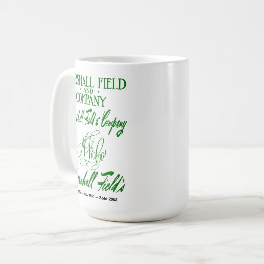 Marshall Field's 4 Logos Kaffeetasse (Vorderseite Links)