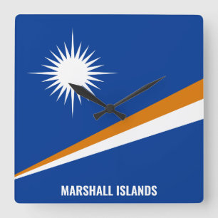 Marshall Islands Flag Dazzling Patriotic Quadratische Wanduhr