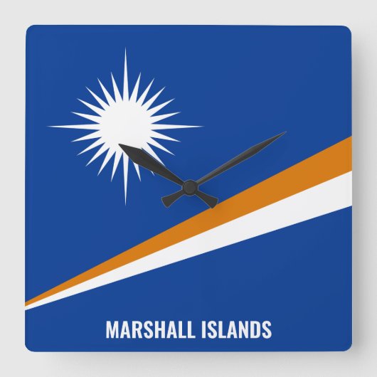 Marshall Islands Flag Dazzling Patriotic Quadratische Wanduhr (Vorderseite)