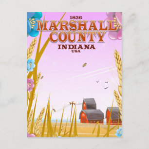 Marshall Landkreis '1836' Indiana Reiseplakat. Postkarte