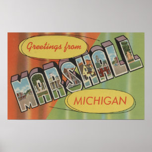 Marshall, Michigan - Große Buchstabenszenen Poster