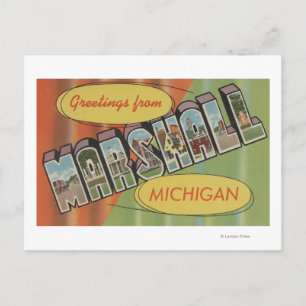 Marshall, Michigan - Große Buchstabenszenen Postkarte