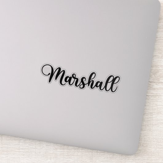 Marshall-Name - Handgeschriebene Kalligrafie Aufkleber (Detail)