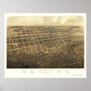 Marshall, panoramische Karte MI - 1868 Poster