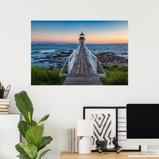Marshall Point Lighthouse bei Sunset Poster (Heimbüro)
