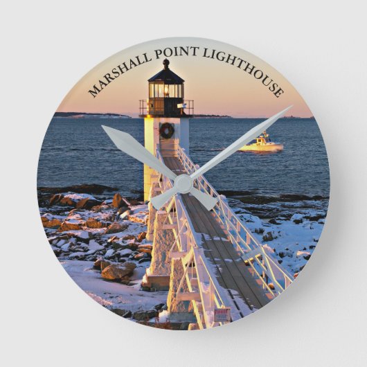 Marshall PointLighthouse Maine Wall Clock Runde Wanduhr (Vorderseite)
