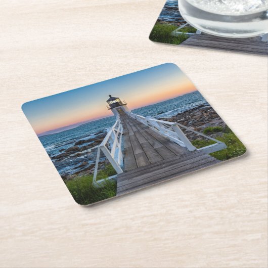 Marshall-Punkt-Leuchtturm am Sonnenuntergang Rechteckiger Pappuntersetzer (angewinkelt)