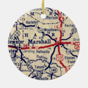 Marshall TX 1945 Karte Keramik Ornament