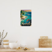 Marshallinseln Küstenillustration Reise Kunst Poster (Küche)