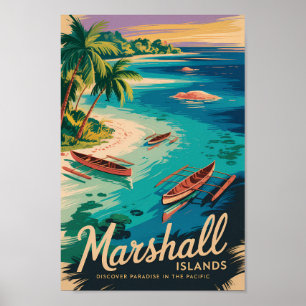 Marshallinseln Küstenillustration Reise Kunst Poster