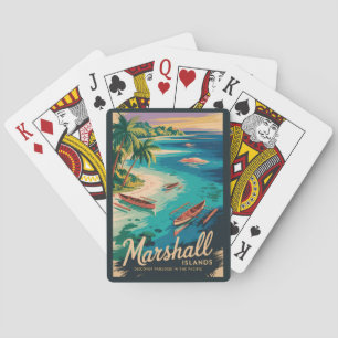 Marshallinseln Küstenillustration Reise Kunst Spielkarten