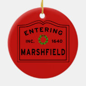 Marshfield Massachusetts Weihnachten Keramik Ornament (Hinten)