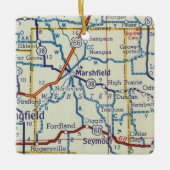 Marshfield MO Vintag Map Keramikornament (Vorderseite)
