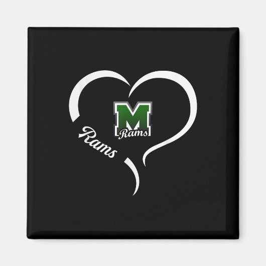 Marshfield Rams Logo Halbherz Slogan Hs Magnet (Vorne)