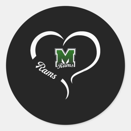 Marshfield Rams Logo Halbherz Slogan Hs Runder Aufkleber (Vorderseite)