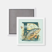 Marshian Square Salmon Magnet (Vorderseite/Rückseite)