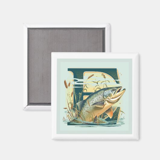 Marshian Square Salmon Magnet (Vorderseite/Rückseite)