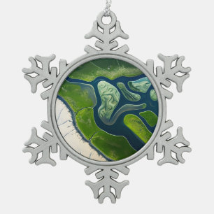 Marshland Elegance Schneeflocken Zinn-Ornament