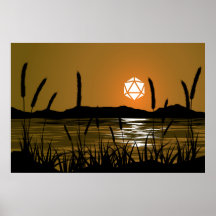 Marshland Sunset Lake D20 Dice Sun RPG Landschaft