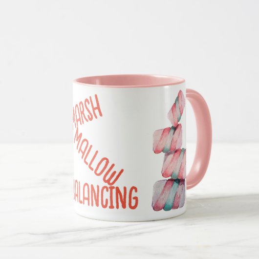 Marshmallow Balancing Candy Pun Tasse (VorderseiteRechts)