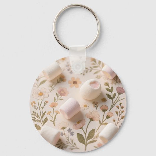 Marshmallow-Blumen-Pastell-Muster Schlüsselanhänger (Vorderseite)