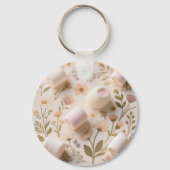 Marshmallow-Blumen-Pastell-Muster Schlüsselanhänger (Rückseite)