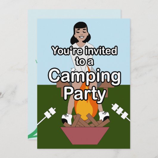 Marshmallow & Campfire Camping Einladung (Vorne/Hinten)