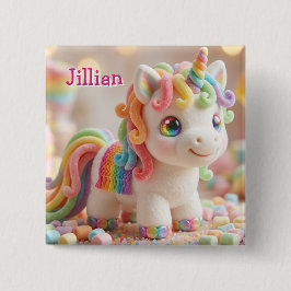 Marshmallow-Einhorn und Pastell-Süßigkeiten-Traum Button