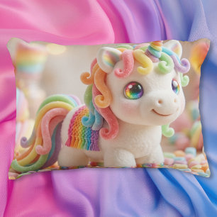 Marshmallow-Einhorn und Pastell-Süßigkeiten-Traum Dekokissen