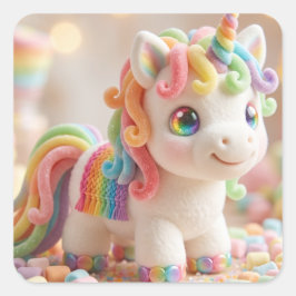 Marshmallow Einhorn und Pastell Süßigkeiten Traum Quadratischer Aufkleber