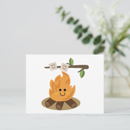 Marshmallow Fire Postkarte (Stehend Vorderseite)