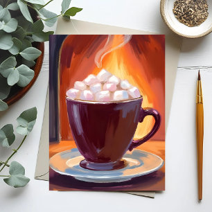 Marshmallow-Heiße-Schokolade-Tasse-Malerei Postkarte