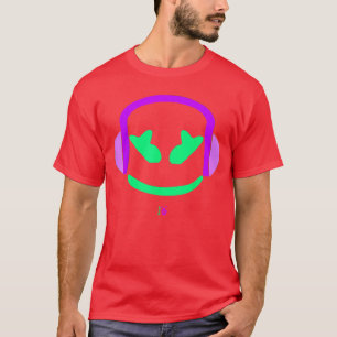 Marshmallow Lila Wütendes Gesicht Kopfhörer Gesche T-Shirt