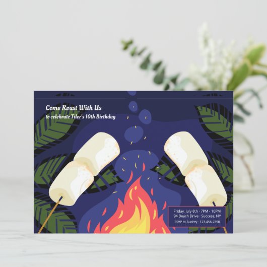 Marshmallow Roast Einladung (Stehend Vorderseite)