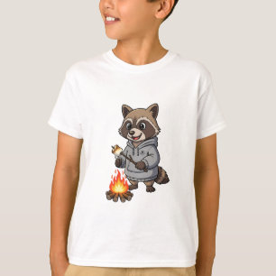 Marshmallow röstender Waschbär Hoodie Kinder T-Shirt