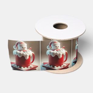 Marshmallow-Schneemann in heißer Schokolade Satinband