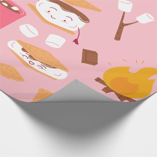 Marshmallow Schokoladenraucher vom Campfire rosa Geschenkpapier (Ecke)