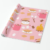 Marshmallow Schokoladenraucher vom Campfire rosa Geschenkpapier (Ungerollt)