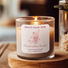 Marshmallow Season | Pink Candle Labels Quadratischer Aufkleber