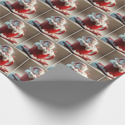 Marshmallow Snowman in heißer Schokolade Geschenkpapier (Ecke)